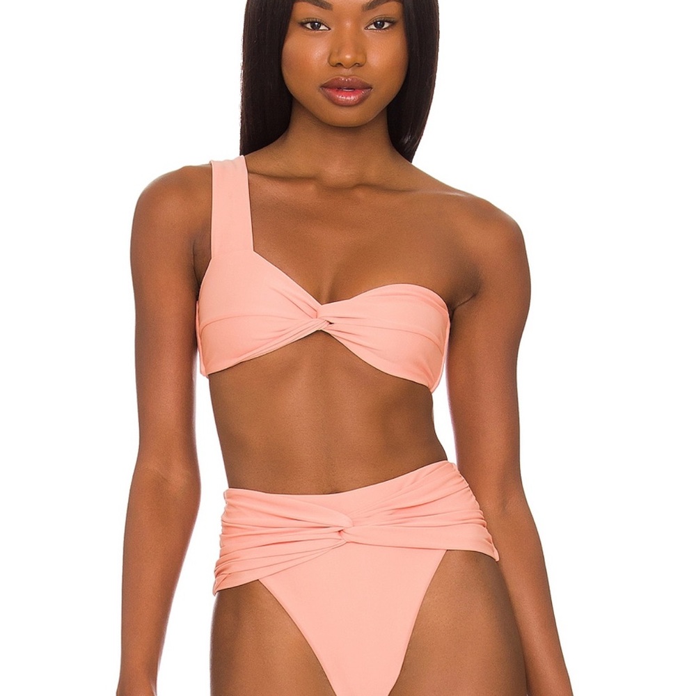 Coral One-Shoulder Bikini top